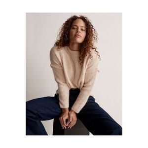 Madewell Womens Havener Cable Pullover Sweater Cream Heather‎ Powder Size Small